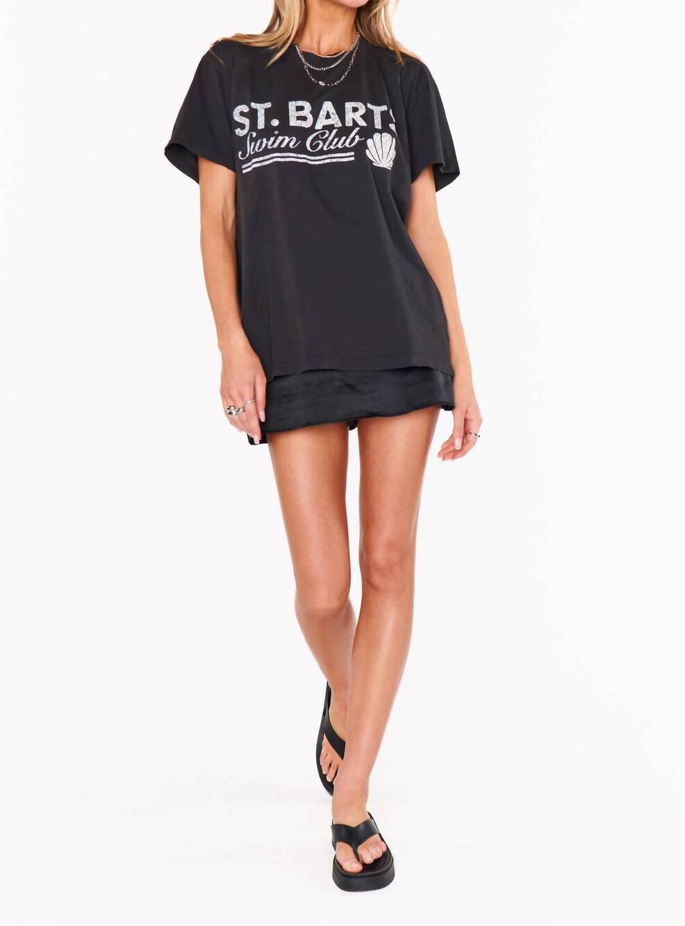 NEW SHOW ME YOUR MUMU st. barts tee in charcoal black